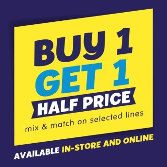 Buy one, get second half price